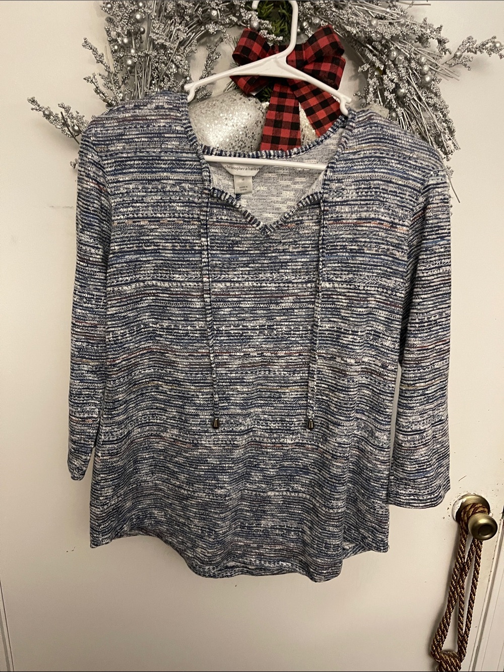 Christopher & Banks Blue and White Striped Hoodie Sweater